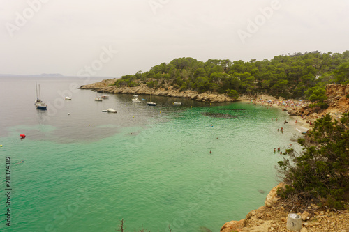 incredible view of turquoise waters on the magnificent beach of Ibiza © carles