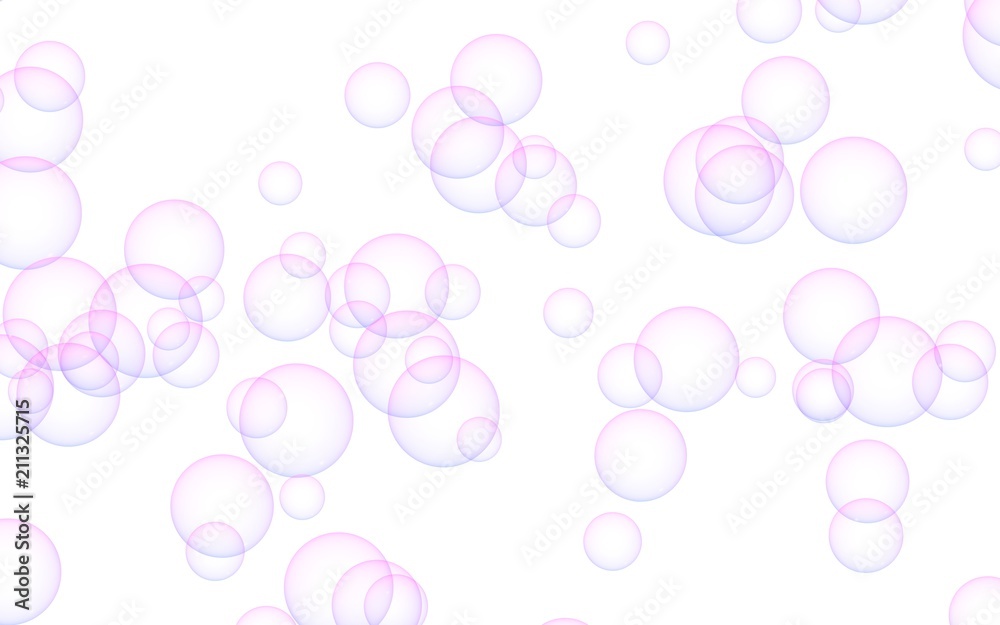 Light pastel colored background with pink bubbles. Wallpaper, texture pink balloons. 3D illustration