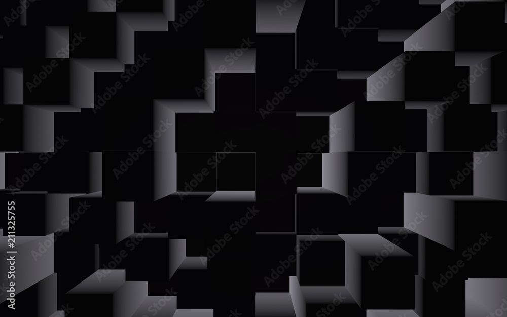 Abstract dark elegant cube geometric background. Chaotically advanced rectangular bars. 3D Rendering, 3D illustration Abstract dark elegant cube geometric background. Chaotically advanced rectangular bars. 3D Rendering, 3D illustration