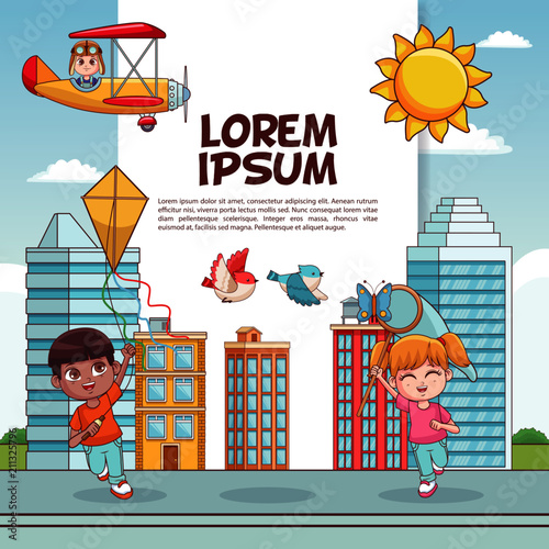 Cute and funny kids poster with information vector illustration graphic design