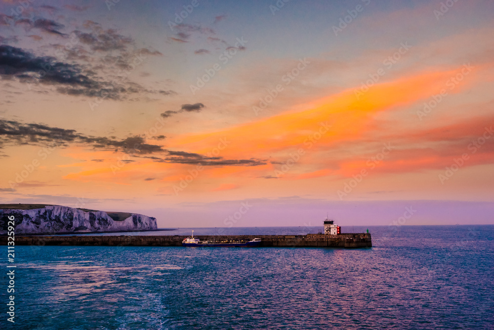 Port of Dover at sunset 