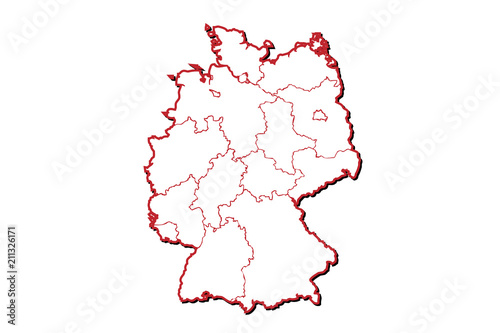 Mapa rojo de Alemania.
