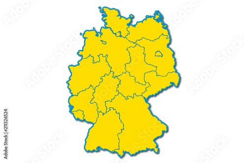 Mapa amarillo de Alemania.