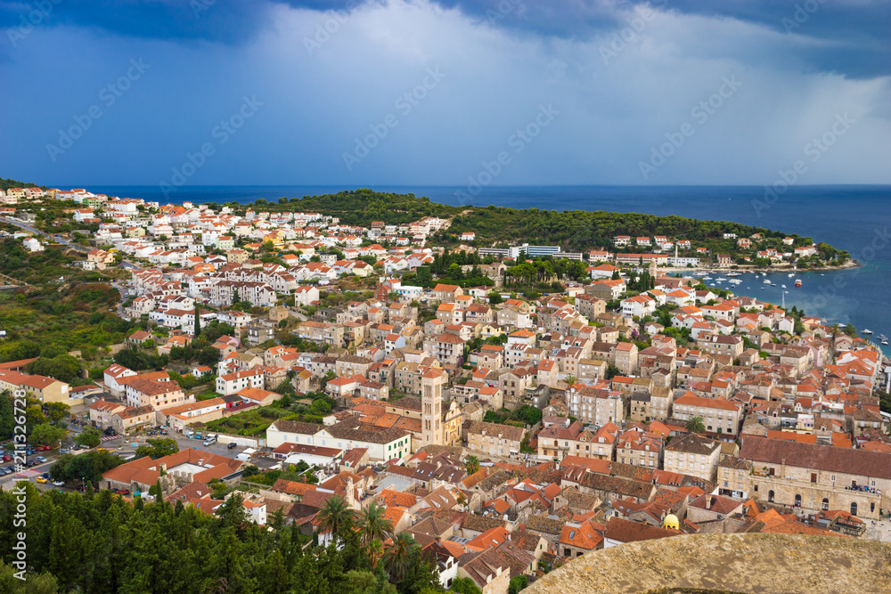 Aerial view of Hvar in Croatia