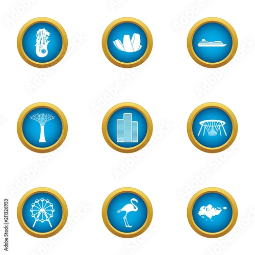 Wandering icons set. Flat set of 9 wandering vector icons for web isolated on white background