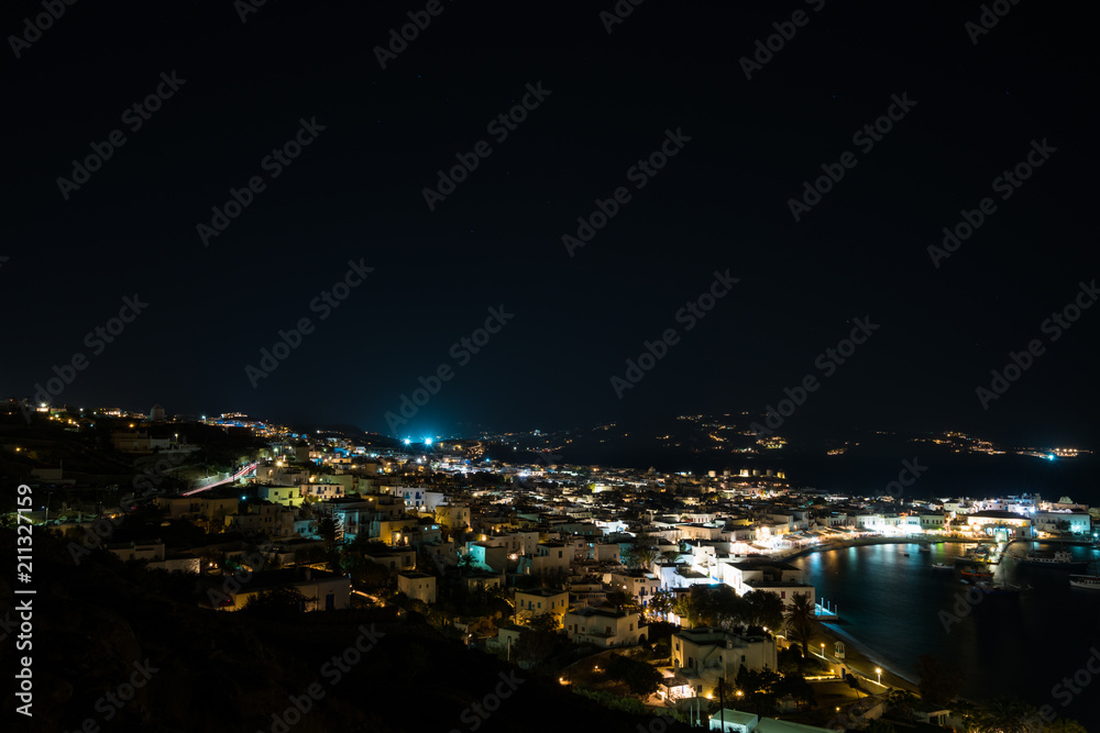 Mykonos town at night, Greece