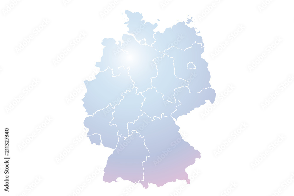 Mapa azul de Alemania.