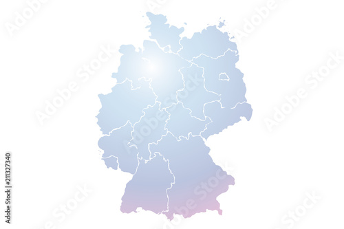 Mapa azul de Alemania.