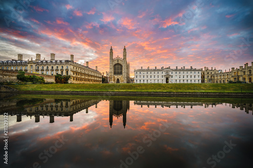 Old Cambridge chapel at sunrise in England