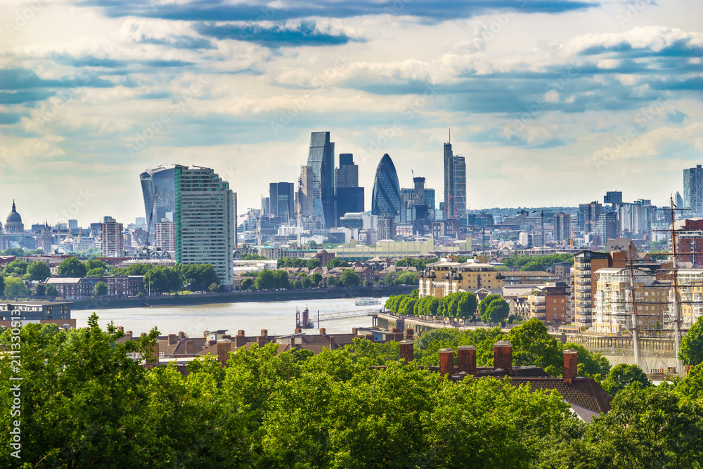 Financial district viewed from distance. Cityscape of London Financial district viewed from distance. Cityscape of London