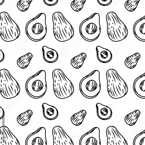 line tasty slice avocado fruits background