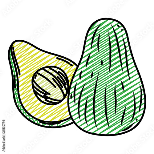 doodle slice avocado delicious organic fruit