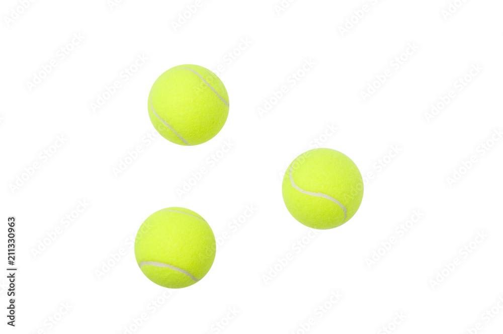 Tennis ball, üç adet tenis topu, izole edilmiş,