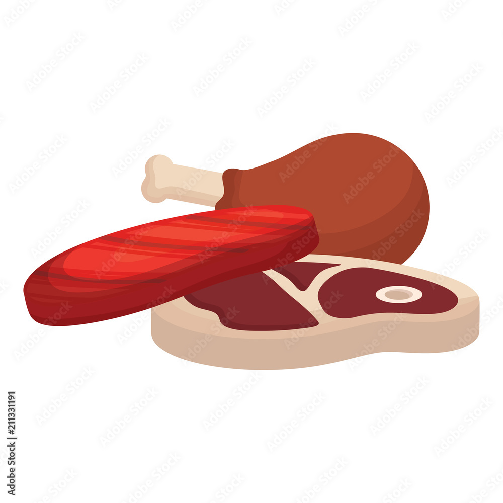 meat steaks and chicken thigh icon over white background, vector illustration meat steaks and chicken thigh icon over white background, vector illustration