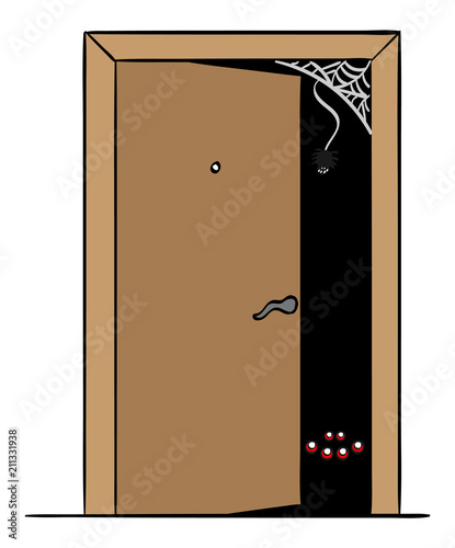 Spiders in a doorway