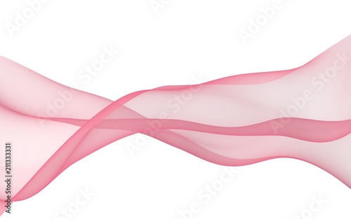 Abstract light pink wave. Light pink scarf. Bright light pink ribbon on white background. Abstract light pink smoke. Raster air background. 3D illustration