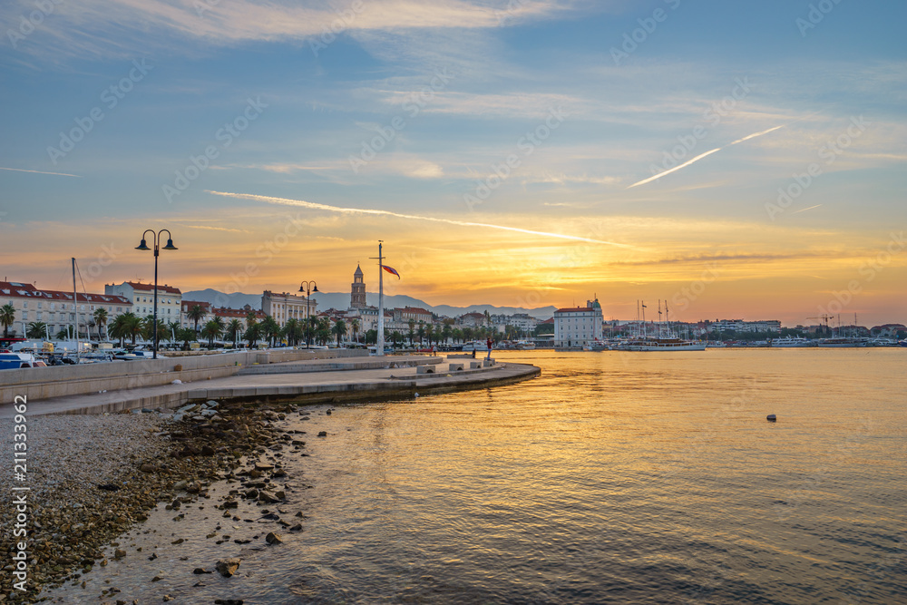 Panorama of Split viewed from Matejuska harbour, Croatia