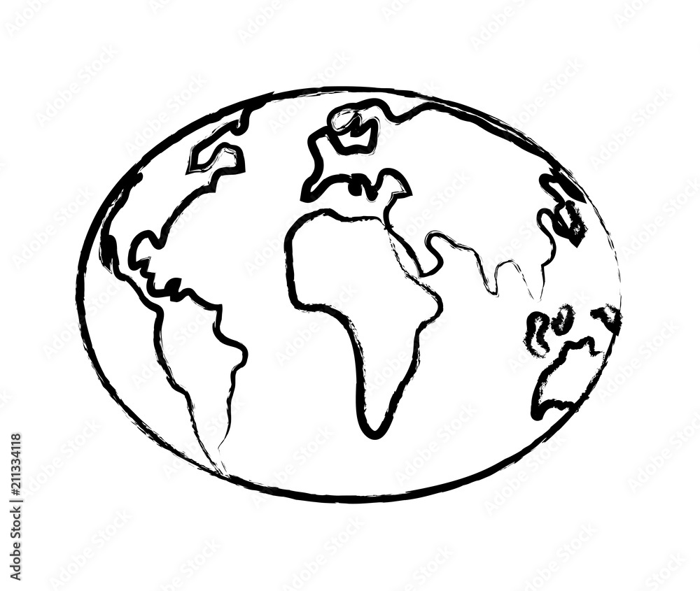 earth planet globe icon over white background, vector illustration