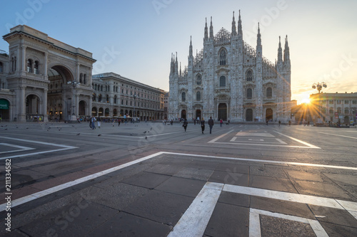 Duomo cathedral at sunrise, Milan. Italy 