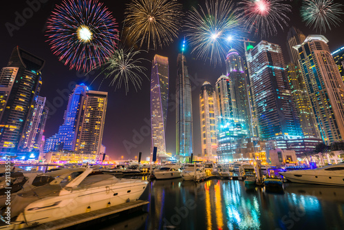 Fireworks at Dubai marina. UAE