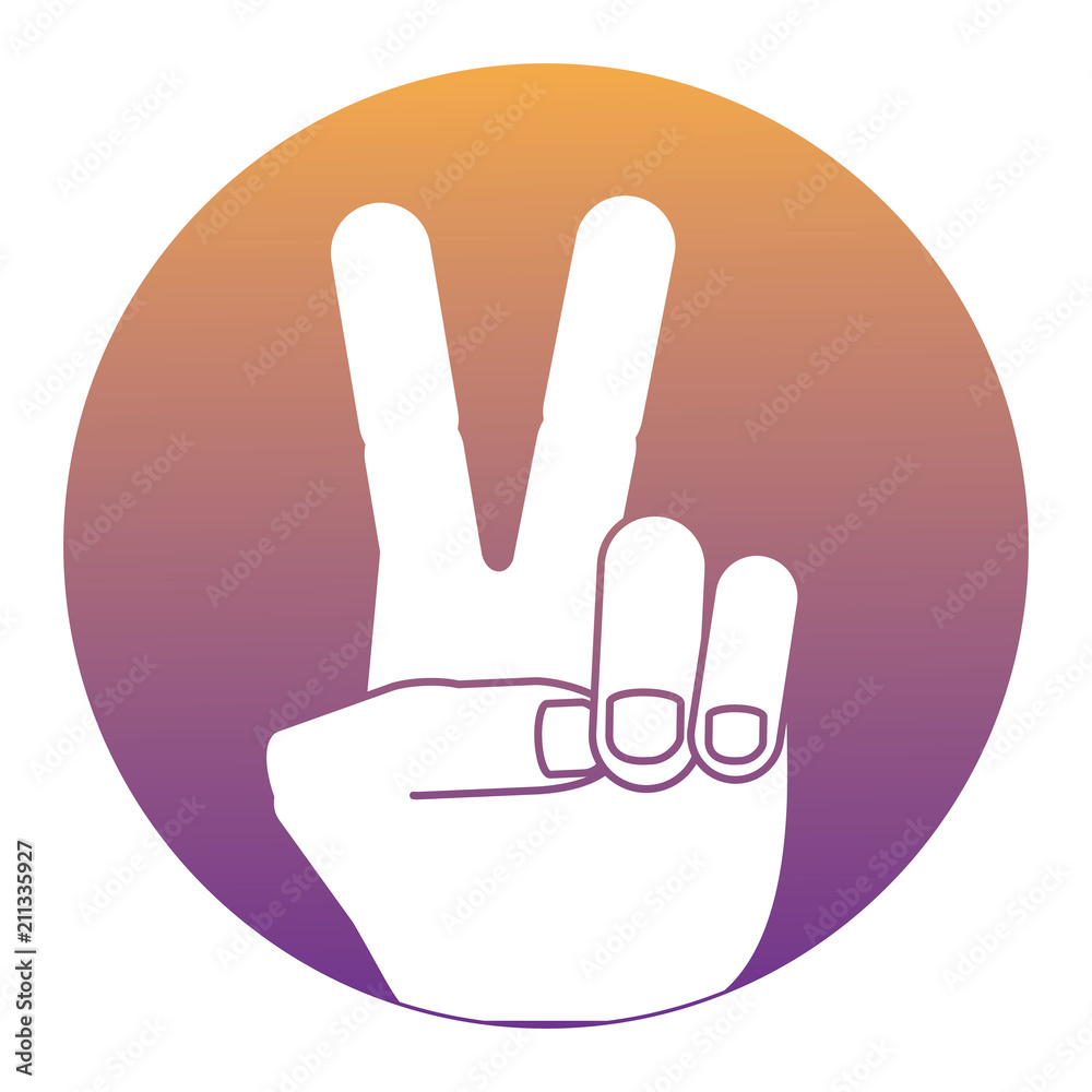 Hand with two fingers up in the peace or victory symbol icon over white background, vector illustration Hand with two fingers up in the peace or victory symbol icon over white background, vector illustration