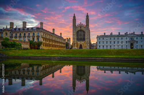 King's Chapel with beautiful sunrise sky in Cambridge. England