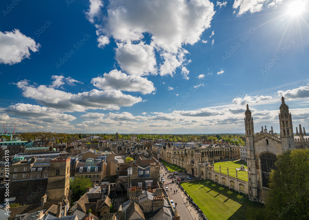 Aerial panorama of Cambridge, UK