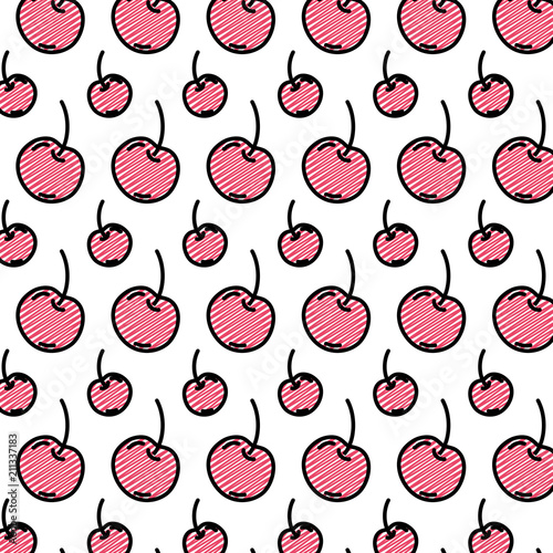 doodle delicious cherry fruit vitamin background