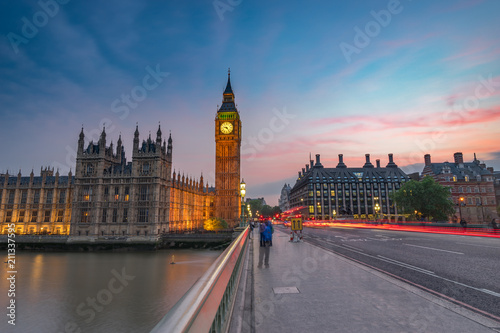 Big Ben at sunset in London. England 