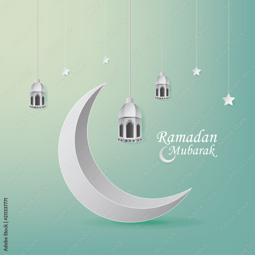 Ramadan Mubarak Greeting Card design with Lantern and Half Moon vector Illustration. Ramadan Mubarak Greeting Card Background. Paper art and Craft Style. Lantern Vector Illustration. Ramadan Kareem. Ramadan Mubarak Greeting Card design with Lantern and Half Moon vector Illustration. Ramadan Mubarak Greeting Card Background. Paper art and Craft Style. Lantern Vector Illustration. Ramadan Kareem.