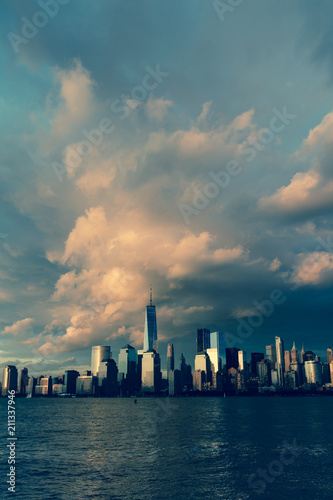 JUNE 4  2018 - NEW YORK  NEW YORK  USA  - New York City Spectacular Sunset focuses on One World Trade Tower  Freedom Tower  NY