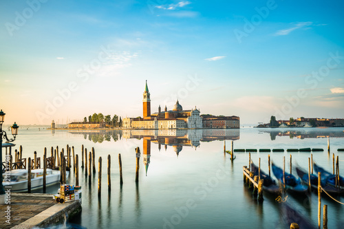 San Giorgio di Maggiore church viewed at sunrise in Venice, Italy