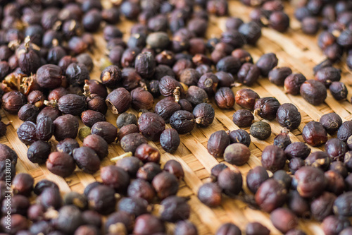 Coffee cherries are dried in the sun then pass successfully.