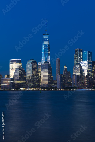 NEW YORK, NEW YORK, USA - JUNE 4, 2018 - New York City Spectacular Sunset focuses on One World Trade Tower, Freedom Tower, NY © spiritofamerica