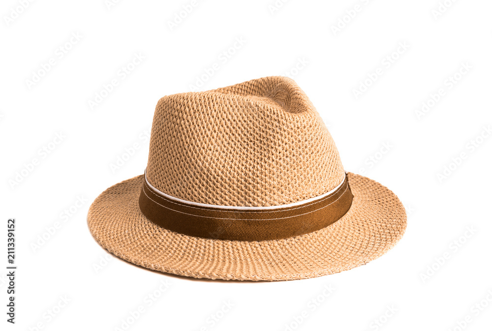 Brown straw hat isolated on white background. Brown straw hat isolated on white background.