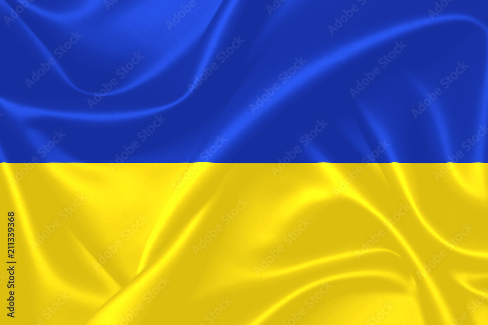 Illustration of Ukraine waving fabric flag Illustration of Ukraine waving fabric flag