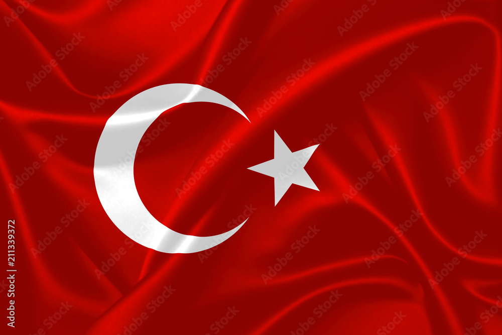 Illustration of Turkey waving fabric flag