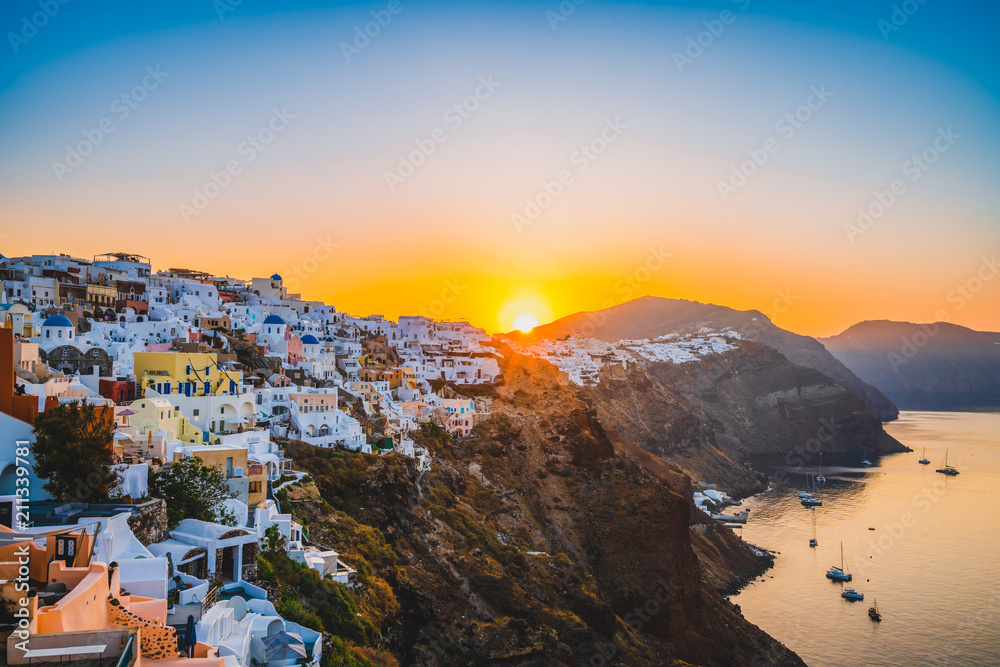 Santorini at sunirse. Oia village. Greece Santorini at sunirse. Oia village. Greece