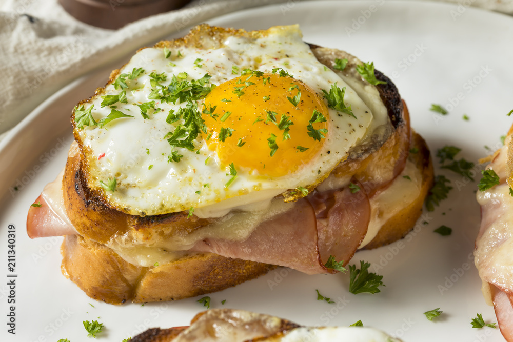 Homemade French Croque Madame Sandwich