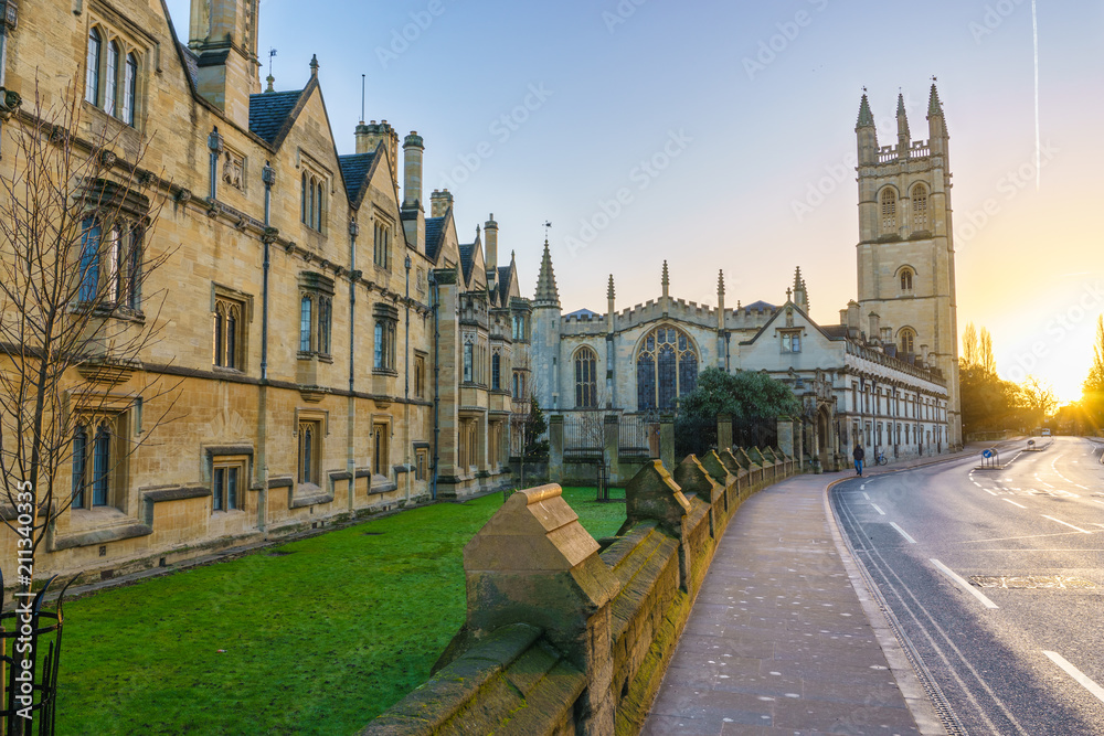 Magdalen College library at sunrise in Oxford, England