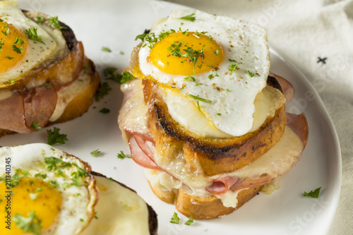 Homemade French Croque Madame Sandwich