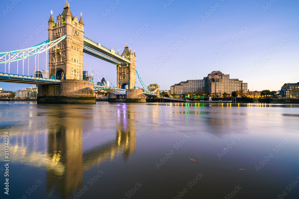 Morning panorama of Tower Bridge in London