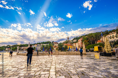 Stjepana street in Hvar, Dalmatia, Croatia photo