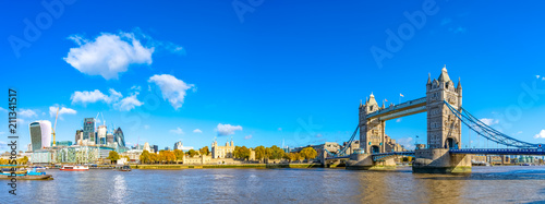 Tower Bridge morning panorama in autumn. London. England