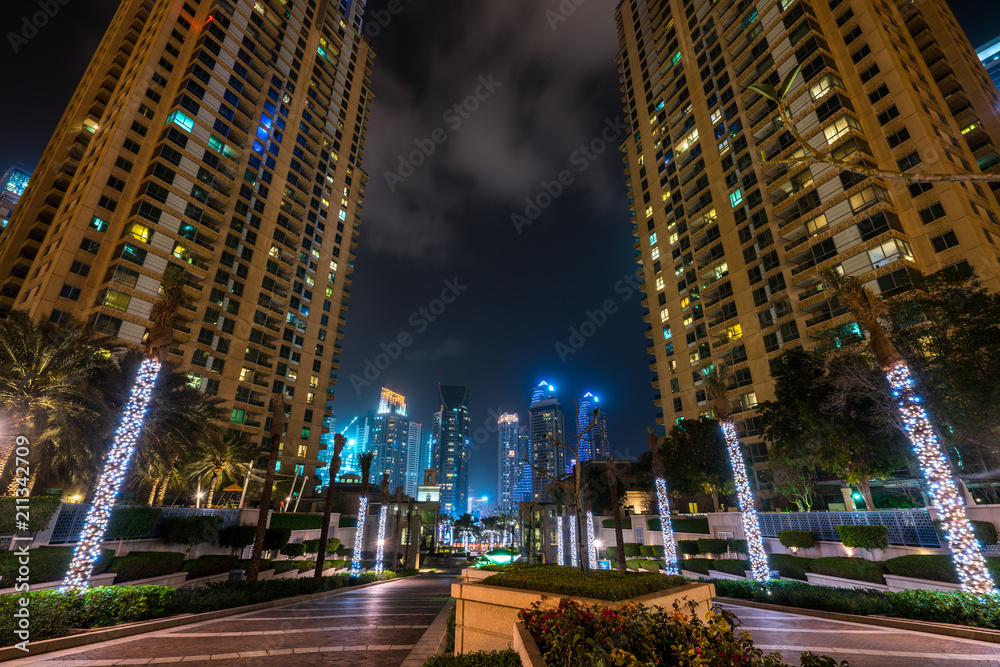 Fototapeta premium Dubai Marina at night, UAE