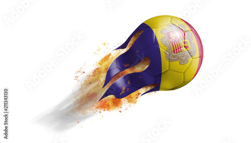 Flying Flaming Soccer Ball with Andorra Flag