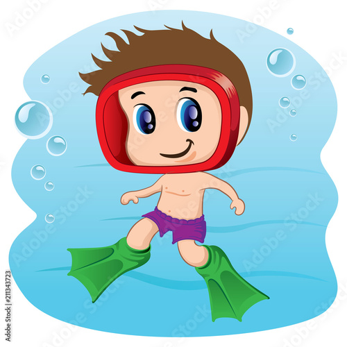 Illustration representing Child practicing diving, swimming or aquatic tourism. Ideal for sports and leisure materials