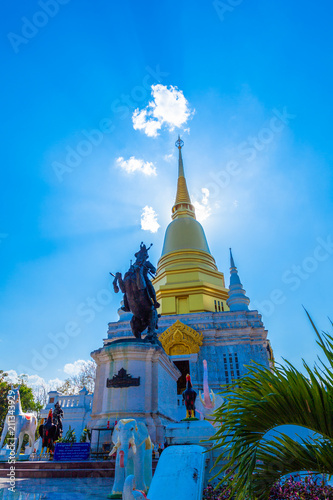 Phra Naresuan Maharat monument in MaeSai Chiang Rai in blue sky