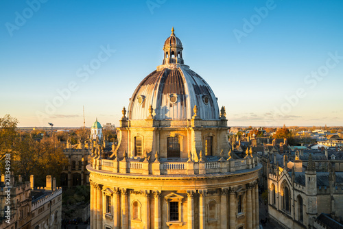 Aerial view of the Oxford University City with Radcliffe Camera Science Library 