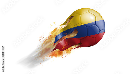 Flying Flaming Soccer Ball with Columbia Flag